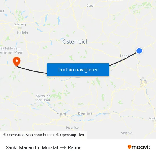 Sankt Marein Im Mürztal to Rauris map