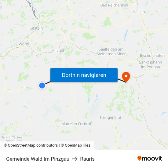 Gemeinde Wald Im Pinzgau to Rauris map