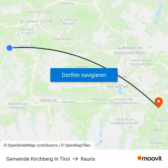 Gemeinde Kirchberg In Tirol to Rauris map