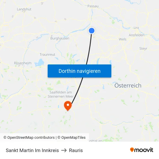Sankt Martin Im Innkreis to Rauris map