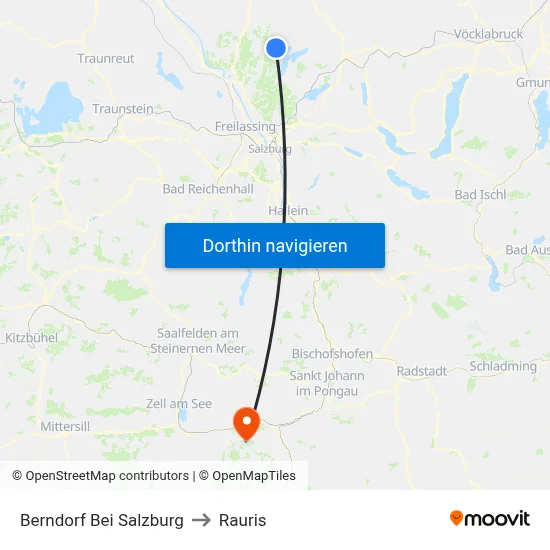 Berndorf Bei Salzburg to Rauris map