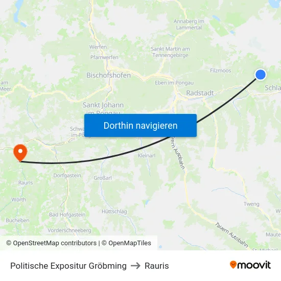 Politische Expositur Gröbming to Rauris map