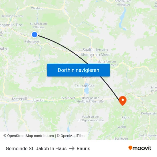 Gemeinde St. Jakob In Haus to Rauris map
