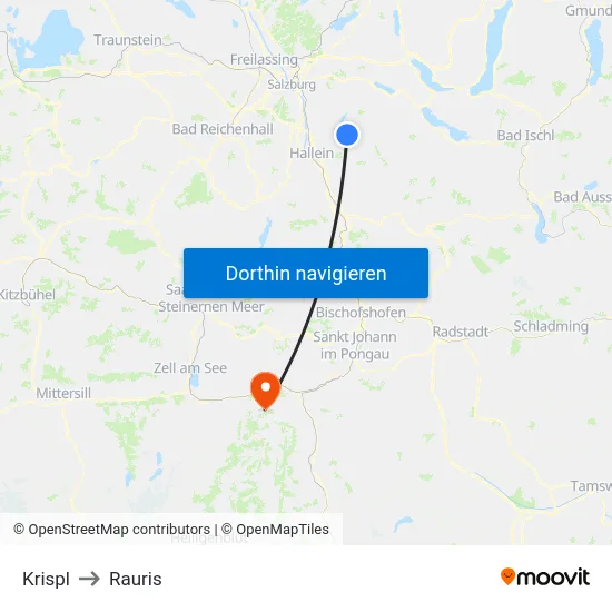 Krispl to Rauris map