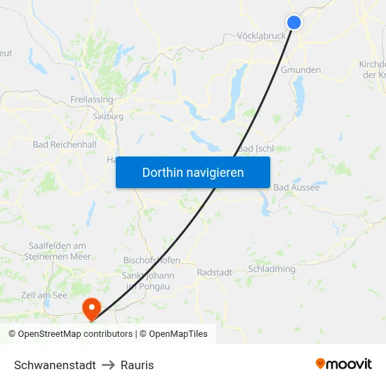 Schwanenstadt to Rauris map