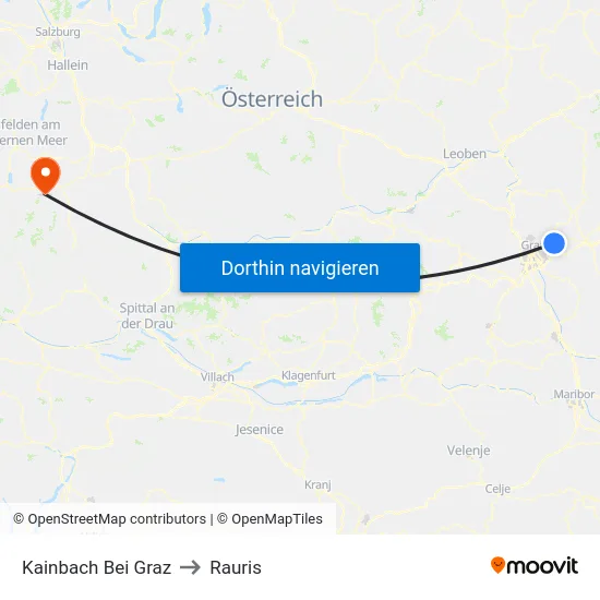 Kainbach Bei Graz to Rauris map