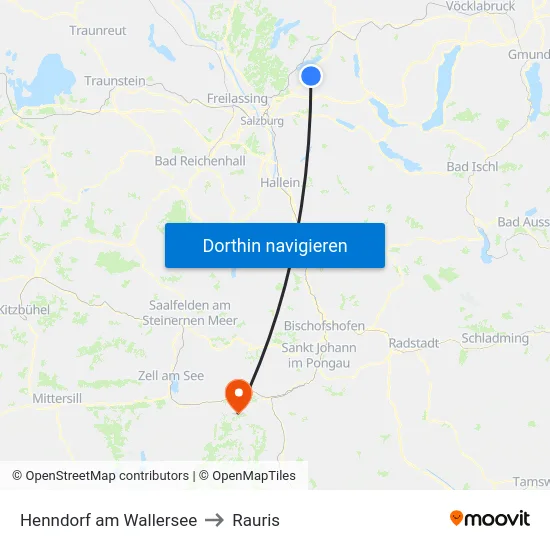 Henndorf am Wallersee to Rauris map
