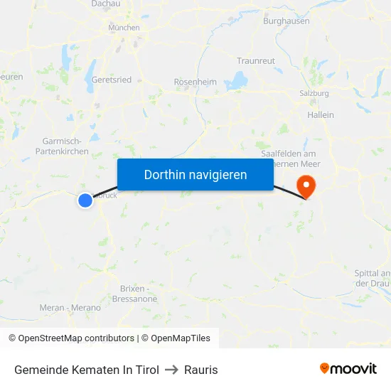 Gemeinde Kematen In Tirol to Rauris map