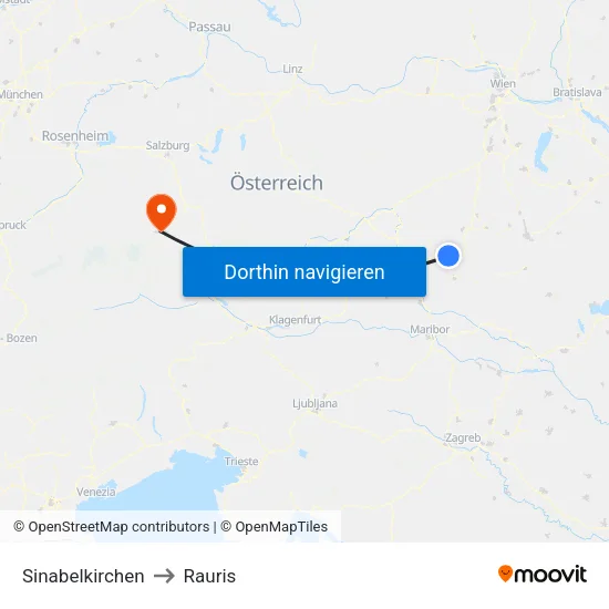 Sinabelkirchen to Rauris map