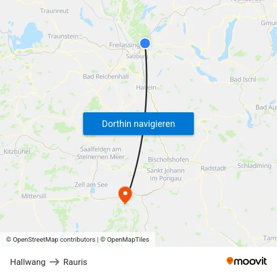 Hallwang to Rauris map