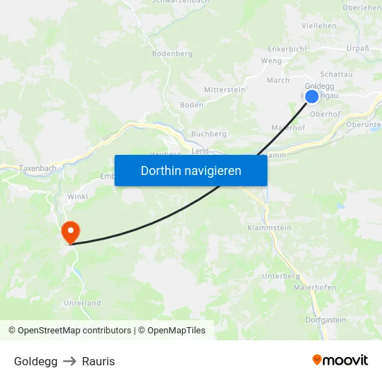 Goldegg to Rauris map