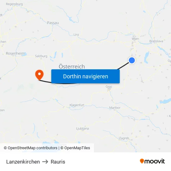 Lanzenkirchen to Rauris map