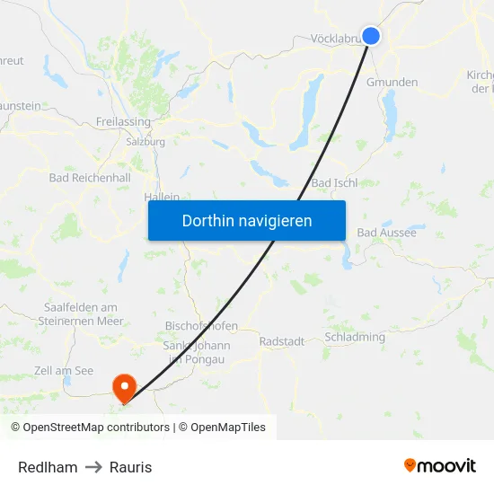 Redlham to Rauris map