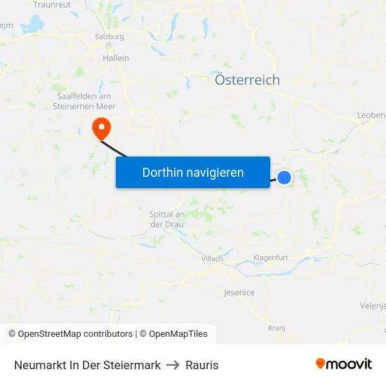 Neumarkt In Der Steiermark to Rauris map