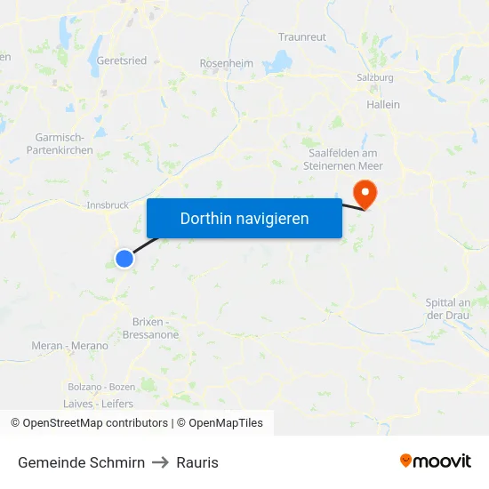 Gemeinde Schmirn to Rauris map