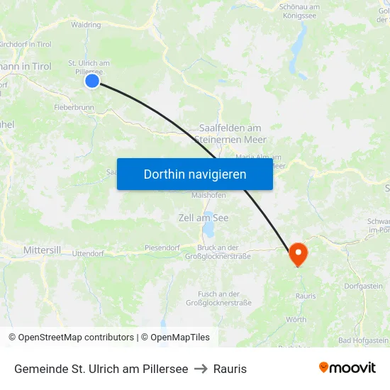 Gemeinde St. Ulrich am Pillersee to Rauris map