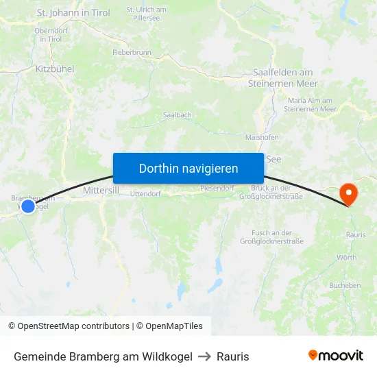 Gemeinde Bramberg am Wildkogel to Rauris map