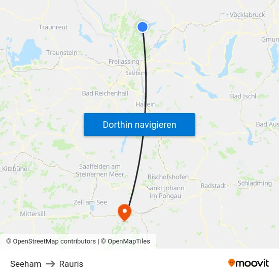 Seeham to Rauris map
