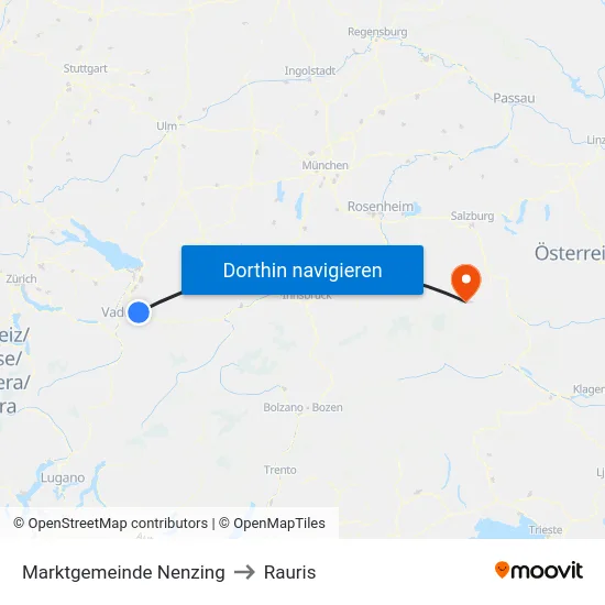 Marktgemeinde Nenzing to Rauris map