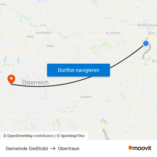 Gemeinde Gießhübl to Obertraun map