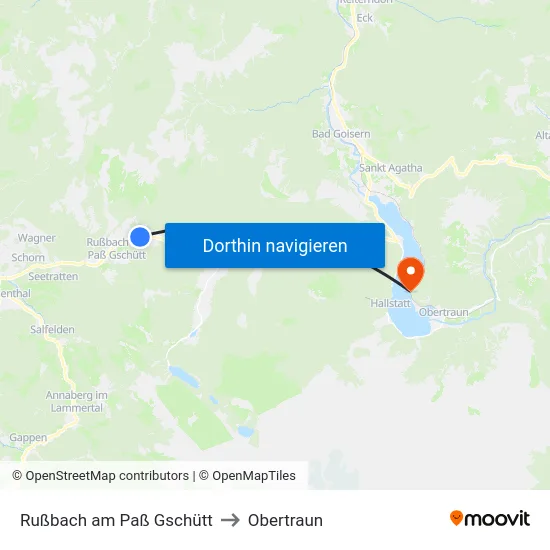 Rußbach am Paß Gschütt to Obertraun map