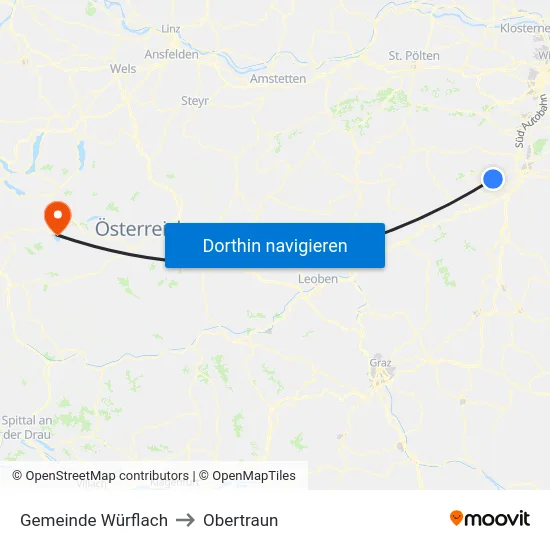 Gemeinde Würflach to Obertraun map