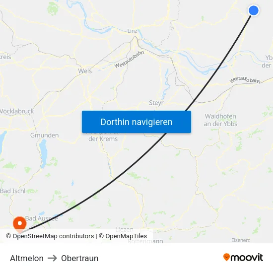 Altmelon to Obertraun map