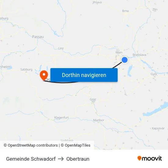 Gemeinde Schwadorf to Obertraun map