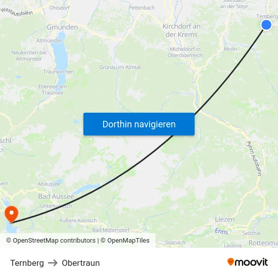 Ternberg to Obertraun map