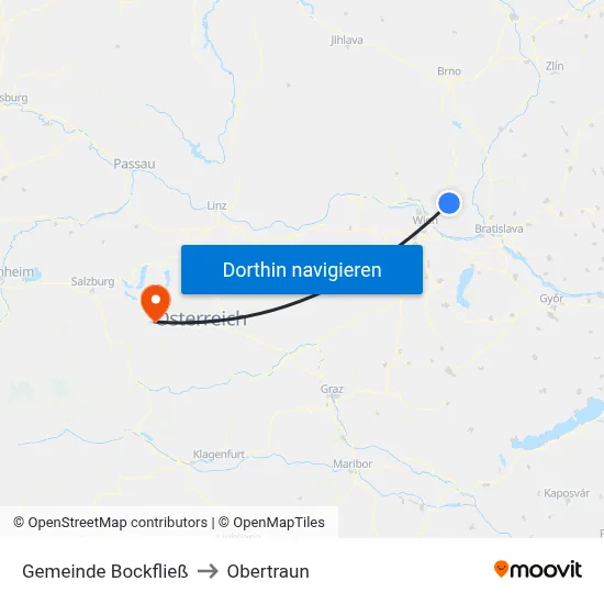 Gemeinde Bockfließ to Obertraun map
