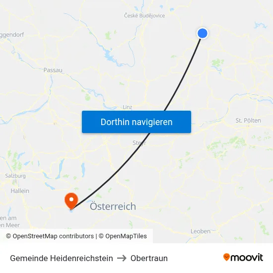Gemeinde Heidenreichstein to Obertraun map