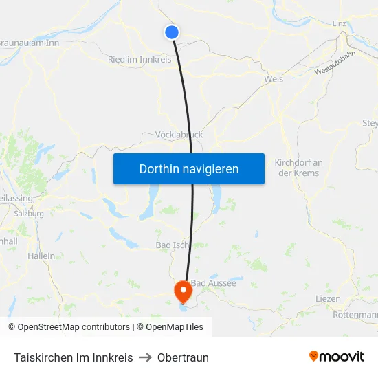 Taiskirchen Im Innkreis to Obertraun map