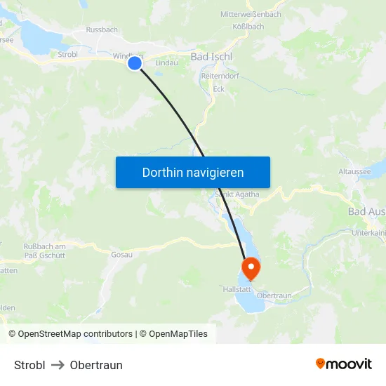 Strobl to Obertraun map