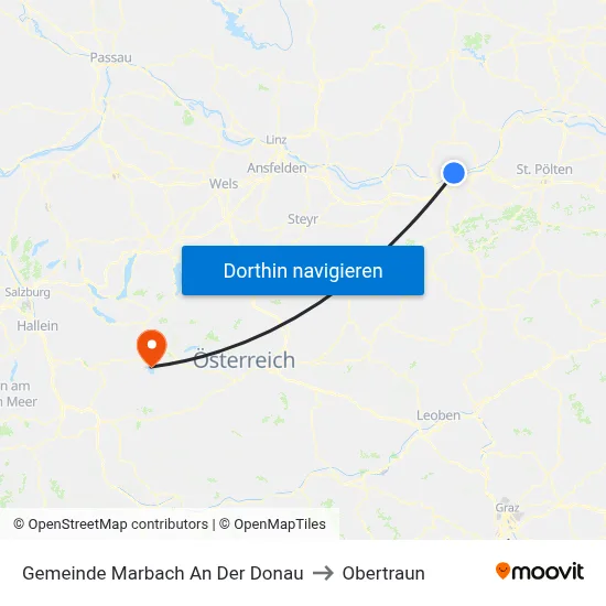 Gemeinde Marbach An Der Donau to Obertraun map