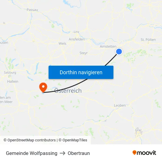 Gemeinde Wolfpassing to Obertraun map