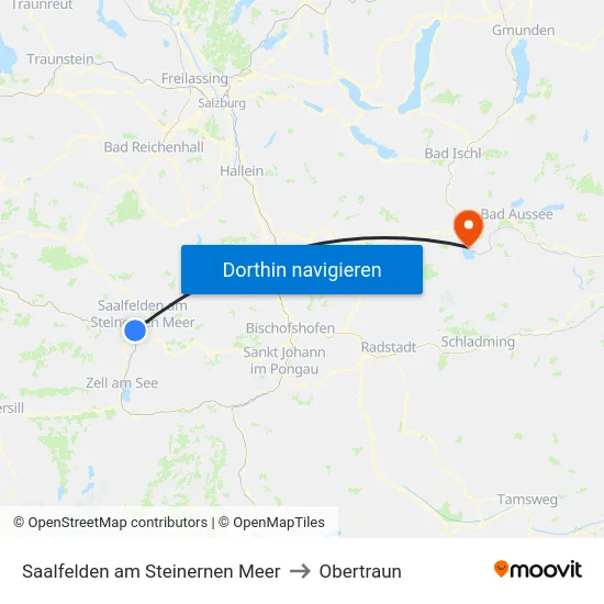 Saalfelden am Steinernen Meer to Obertraun map