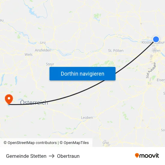 Gemeinde Stetten to Obertraun map