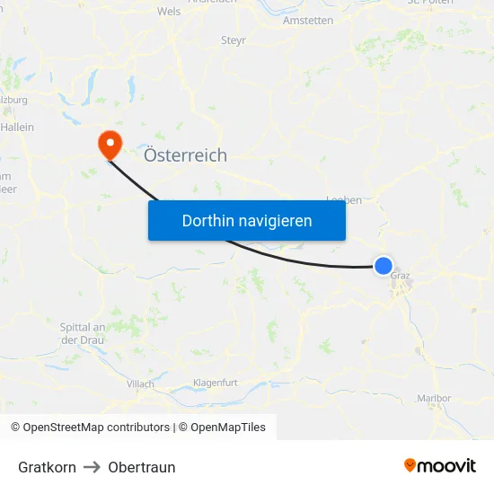 Gratkorn to Obertraun map