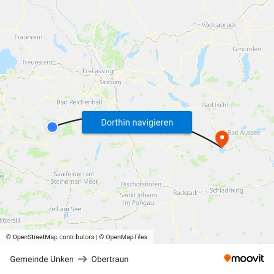 Gemeinde Unken to Obertraun map