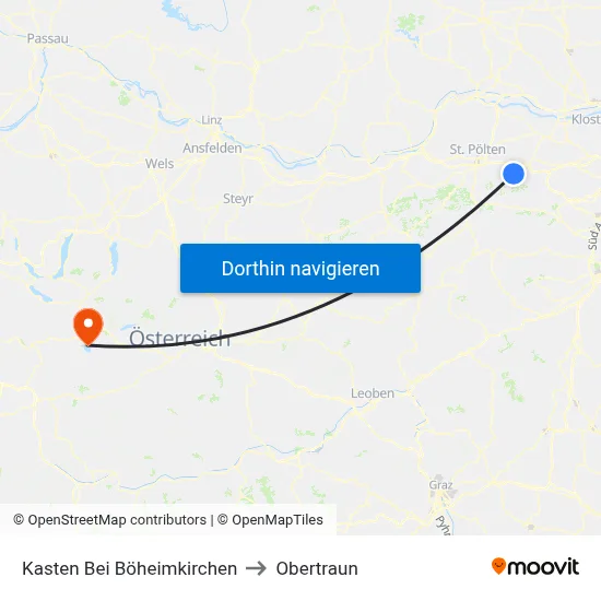 Kasten Bei Böheimkirchen to Obertraun map