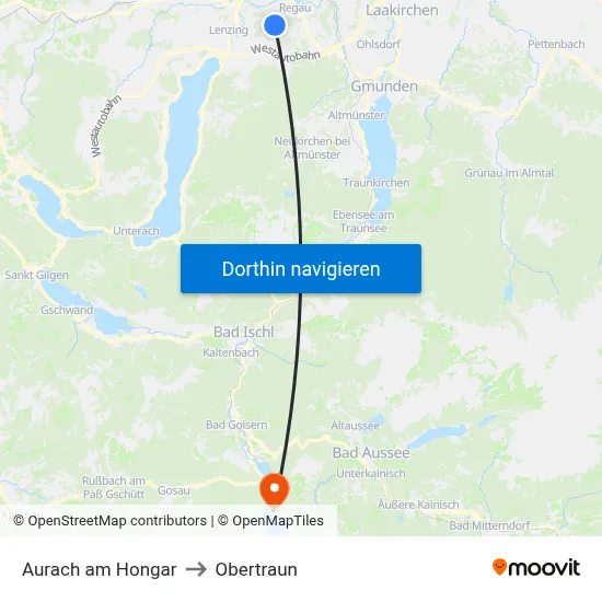 Aurach am Hongar to Obertraun map