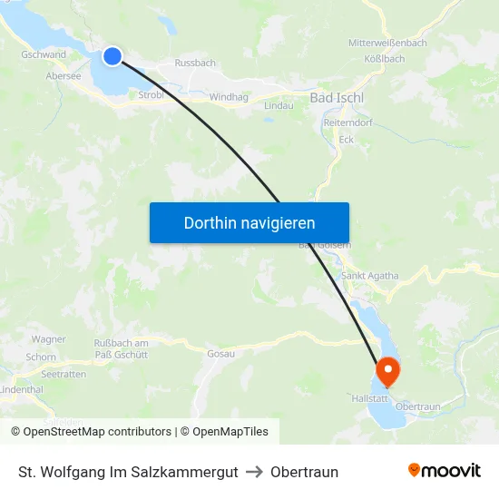 St. Wolfgang Im Salzkammergut to Obertraun map