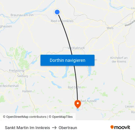 Sankt Martin Im Innkreis to Obertraun map
