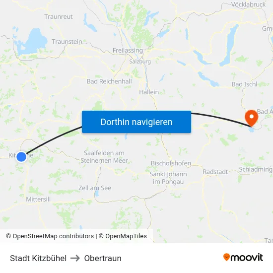 Stadt Kitzbühel to Obertraun map