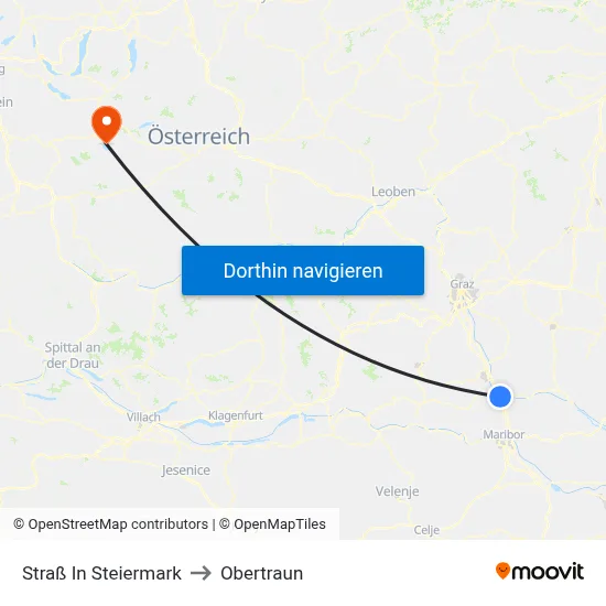 Straß In Steiermark to Obertraun map