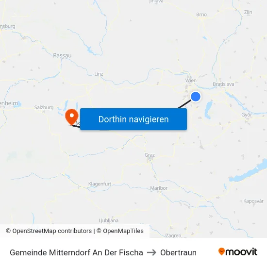 Gemeinde Mitterndorf An Der Fischa to Obertraun map