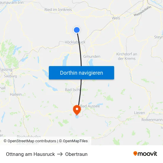 Ottnang am Hausruck to Obertraun map