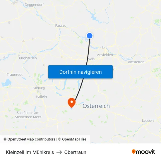 Kleinzell Im Mühlkreis to Obertraun map