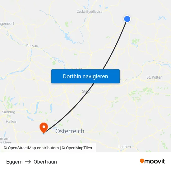 Eggern to Obertraun map