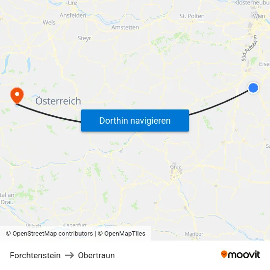 Forchtenstein to Obertraun map